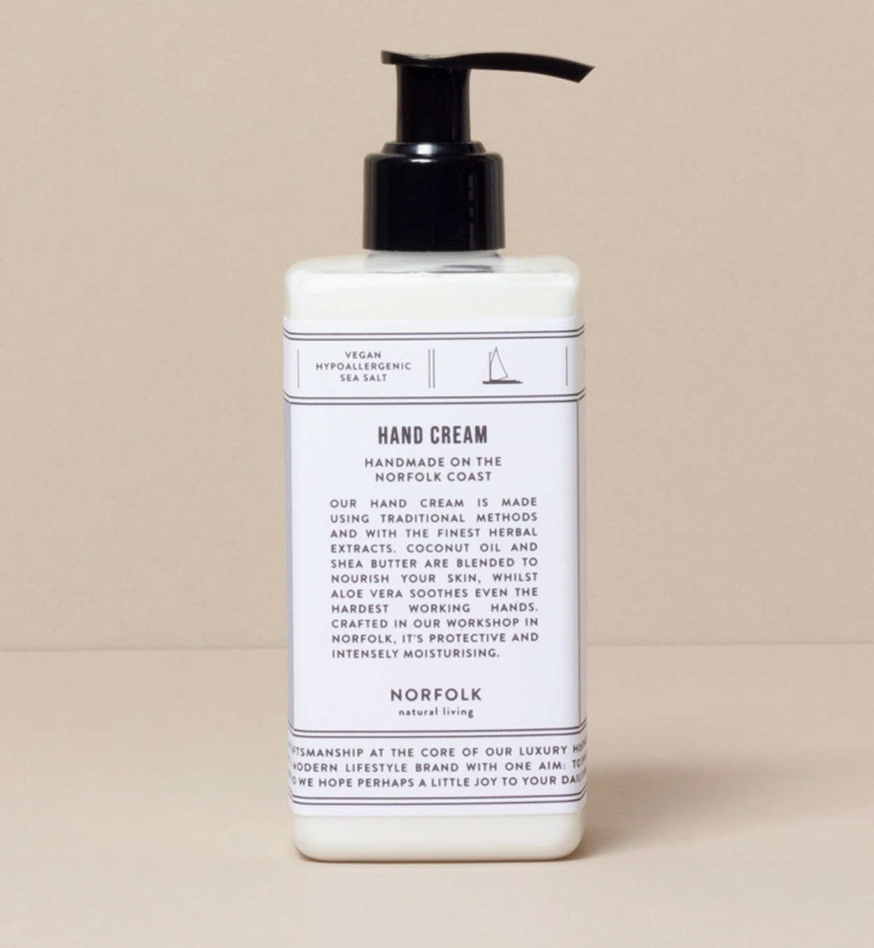 Hand Lotion - Coastal bottle with label on a beige background