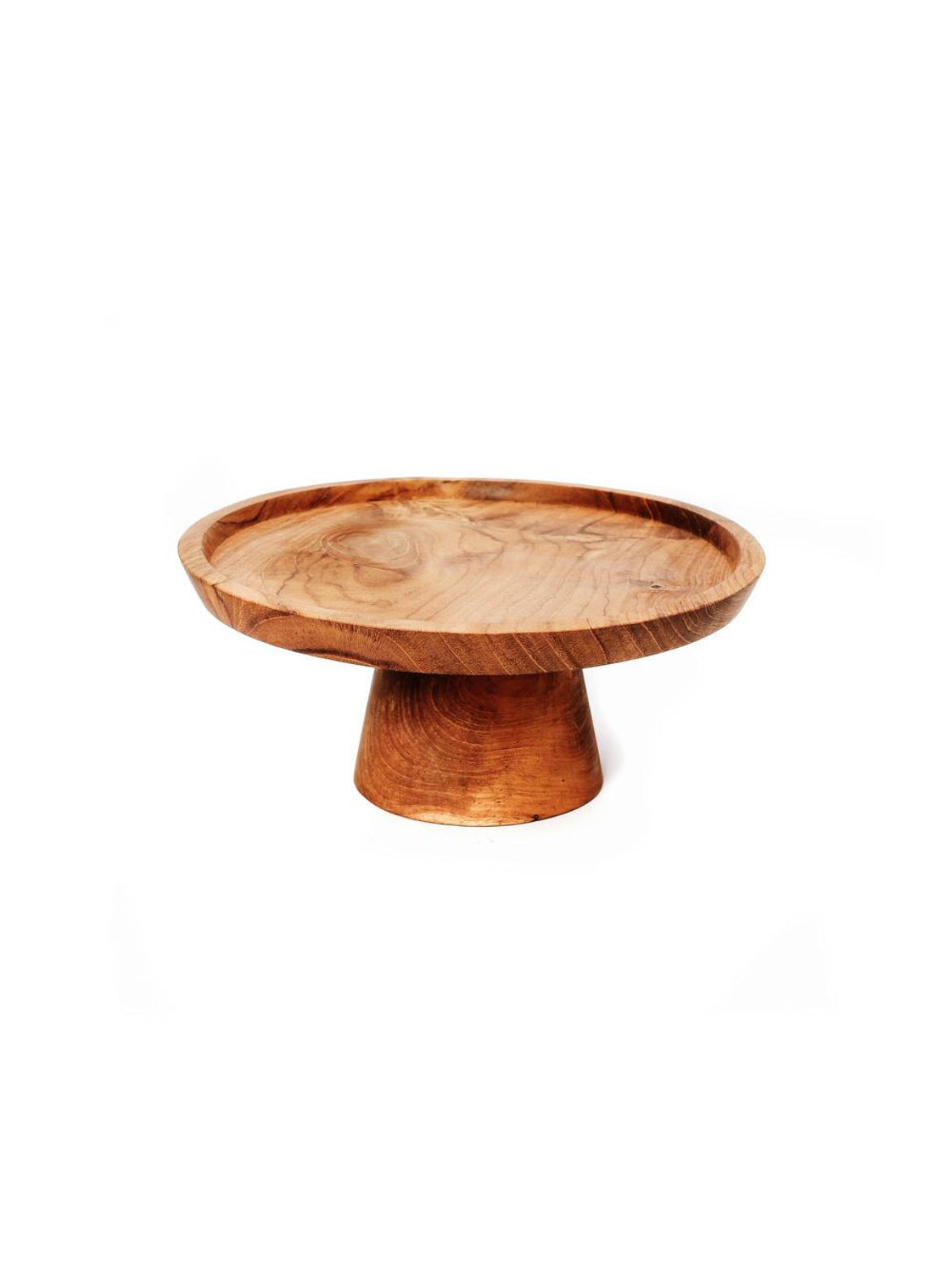 Wooden cake stand on a white background