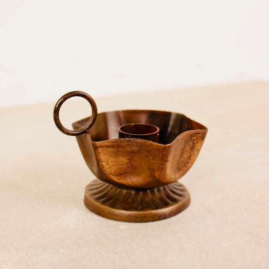 Frill Candle Holder with a ring design on a beige background