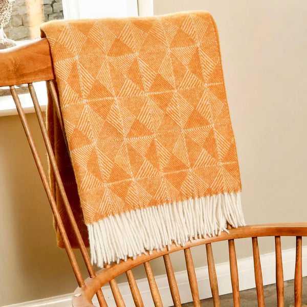 Diamond Pattern Mustard Wool Blanket