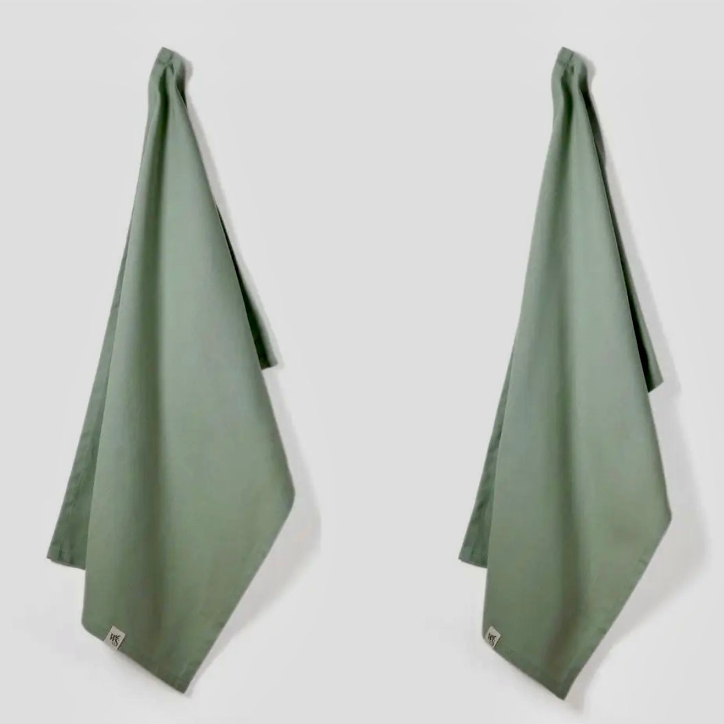 Organic Cotton Tea Towel | Herringbone Weave Set of 2