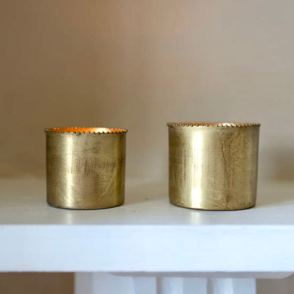 Metal Bead Candle Votives Set of 2