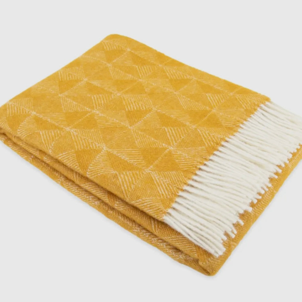 Diamond Pattern Mustard Wool Blanket