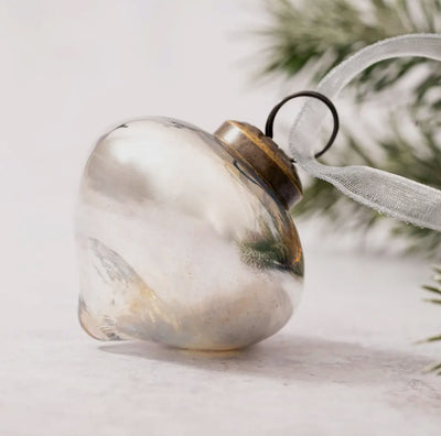 3" Large Silver Luster Glass Lantern Ornament