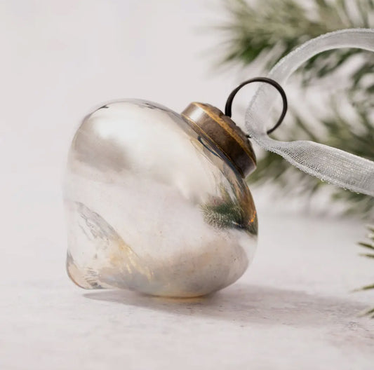 3" Large Silver Luster Glass Lantern Ornament