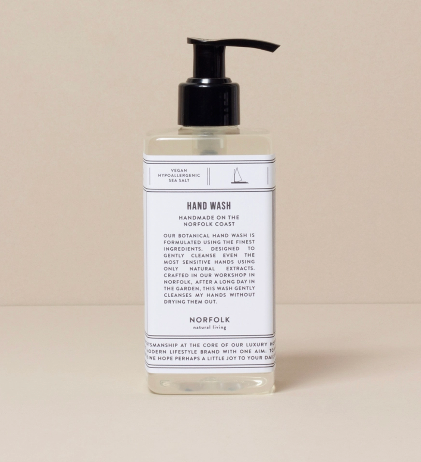 Hand Wash - Coastal bottle with pump on a beige background