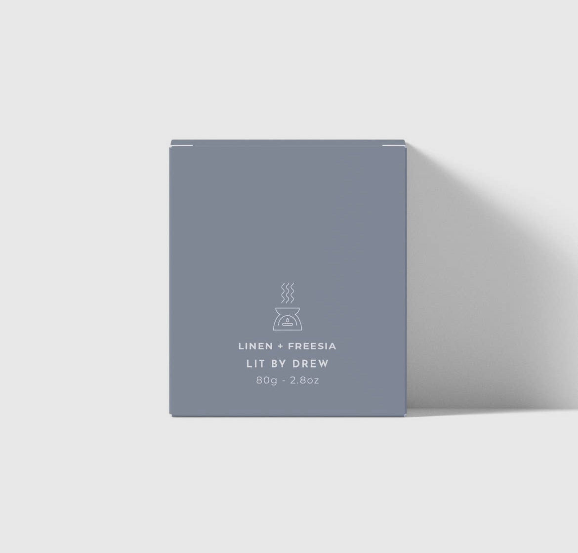 Gray box with branding on a light gray background