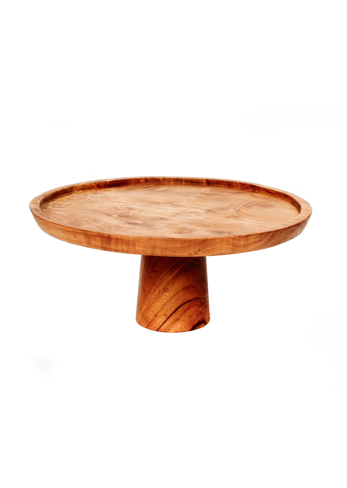 Wooden cake stand on a white background